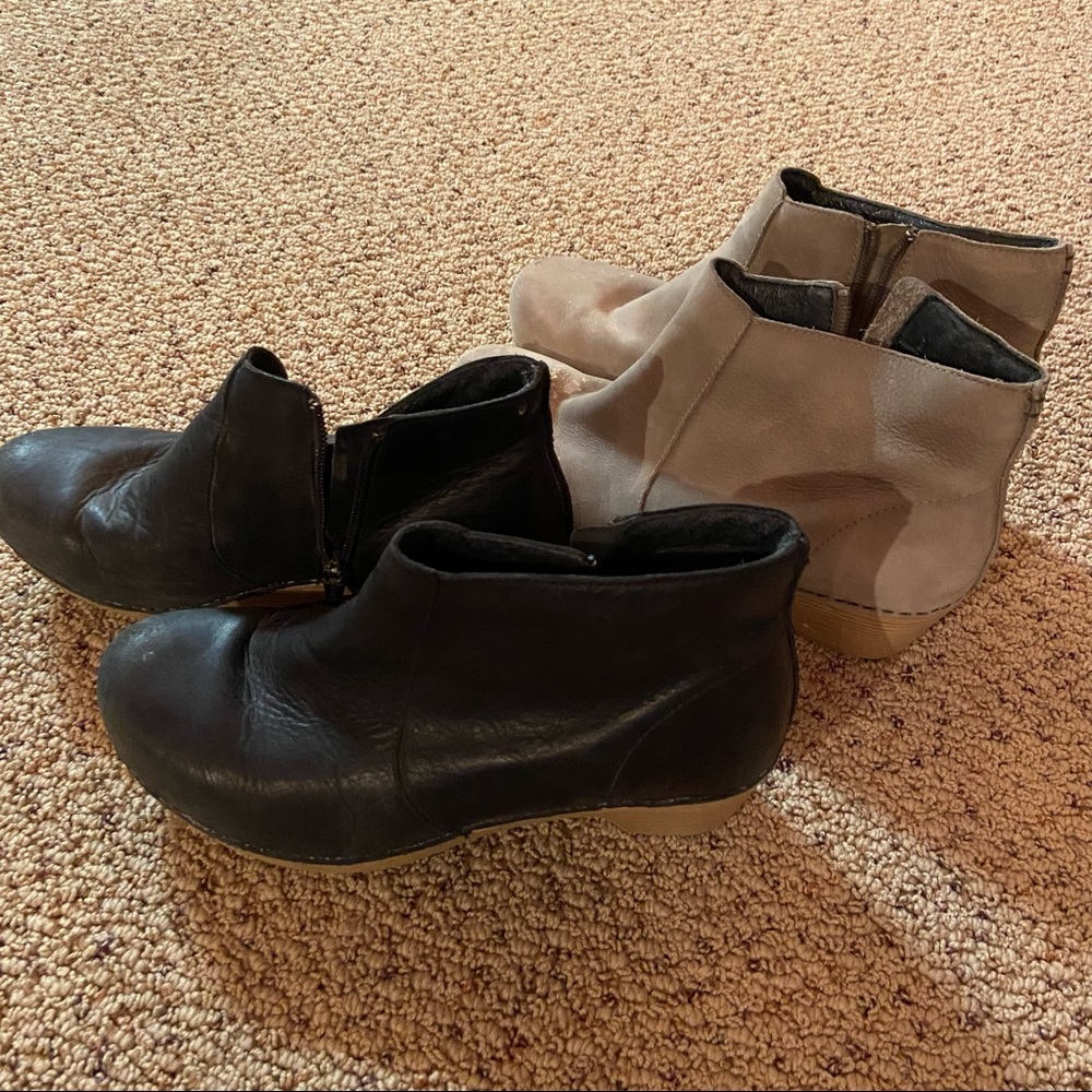 Dansko Black and Beige Ankle Boots BOTH pairs